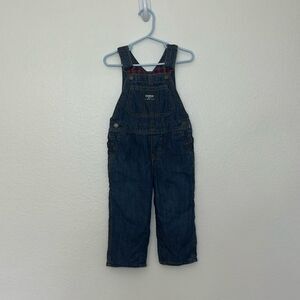 Oshkosh B’Gosh Vestbak Flannel Lined Buffalo Plaid Jean Denim Overalls 24 months